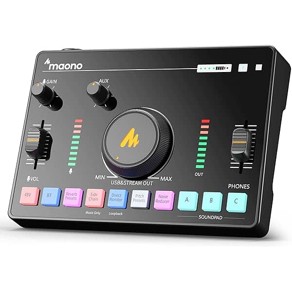 Podcast Audio mixing console, 48V Phantom power Streaming Mixer 0