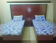 Single bed ,Twin Designer Bed with mattresses and Dressing Table