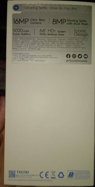 Tecno spark 10c new condition 10 by 10 use 2 day. 8/128 memory 6