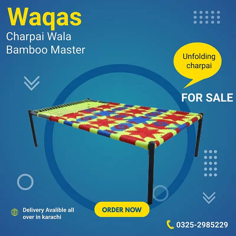 Folding charpai/unfolding charpai/sleeping bed for sale in karachi 2
