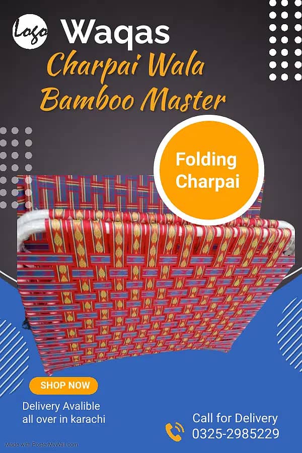 Folding charpai/unfolding charpai/sleeping bed for sale in karachi 7