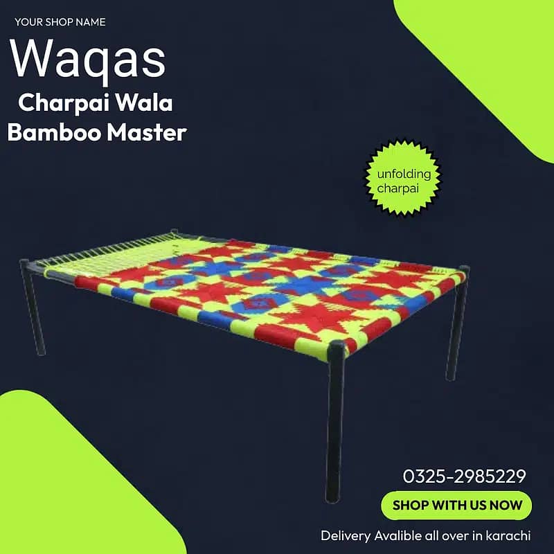 Folding charpai/unfolding charpai/sleeping bed for sale in karachi 5