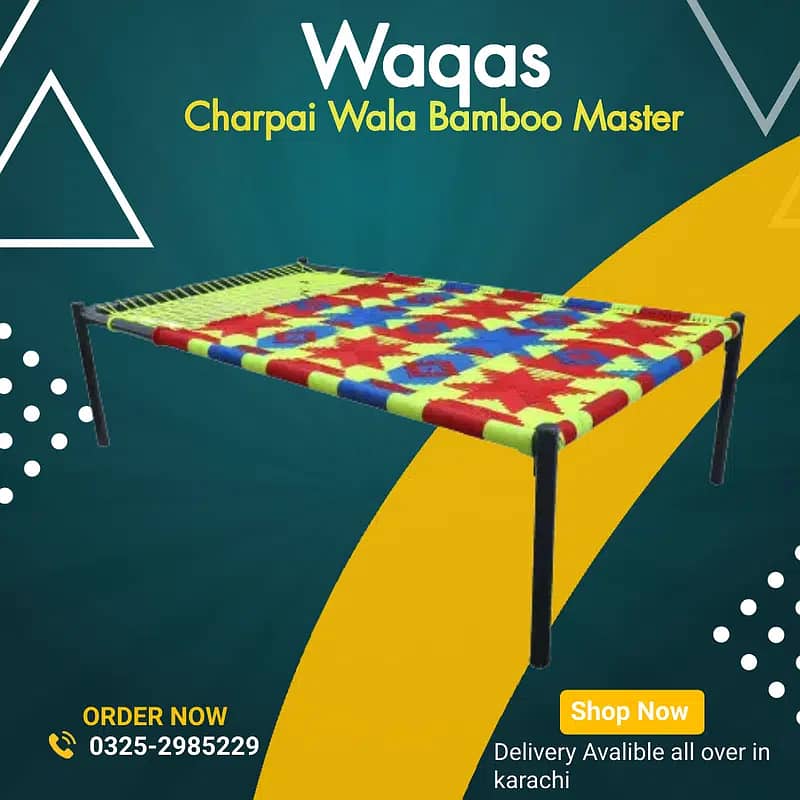 Folding charpai/unfolding charpai/sleeping bed for sale in karachi 6