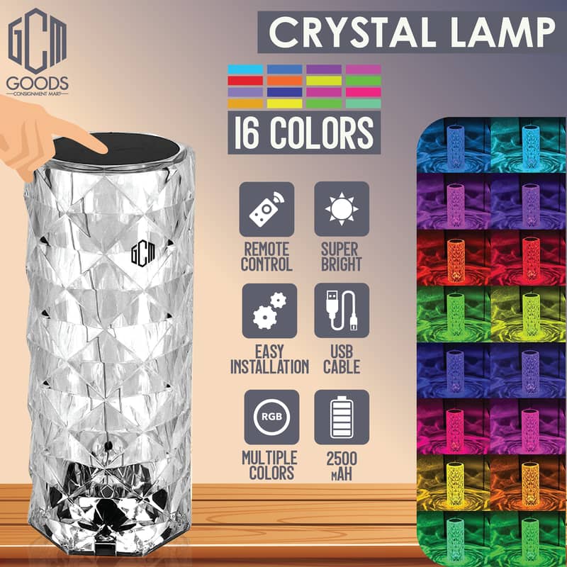 Acrylic Crystal Diamond Lamp, Rose Light Diamond Lamp, 16 Colors 2