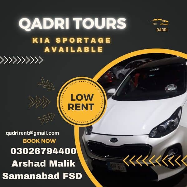 Qadri Rent A Car & Tours
Samanabad FSD
03218523000
03026794400 8