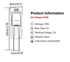Halogen Bulb for Spectrophotometer G4 12V 20W Microscope Bulb