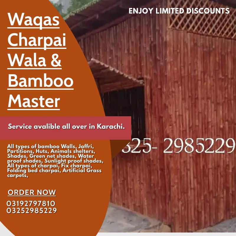 Bamboo Partitions/Bamboo Wall/Jaffri Shade Wood Works/Tents/Shade/huts 3