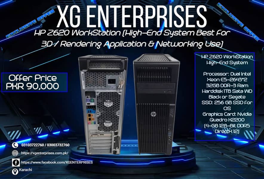 HP Z620 WorkStation High-End System Best For 3D 0