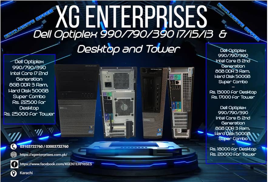 Dell Optiplex 990/790/390 & Desktop and Tower i7/i5/i3 For Sale 0