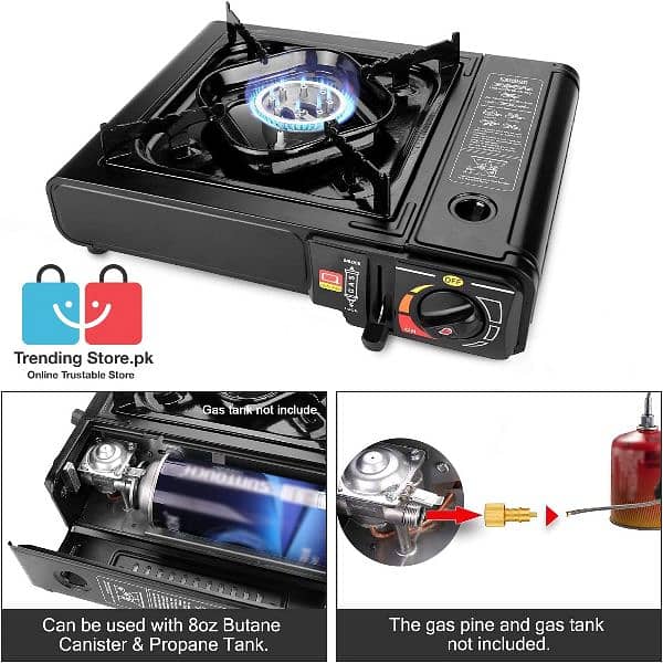 Portable Camping Stove 2 in 1 Gas Options Automatic Ignition 1