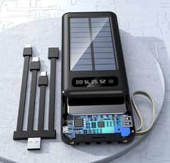 Solar Power Bank 10000 mAh Battery With 4 Charging Cables