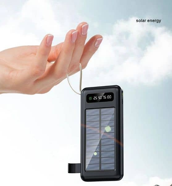 Solar Power Bank 10000 mAh Battery With 4 Charging Cables 5