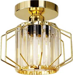 Frideko Ceiling Lights Gold Light Modern Semi-Flush Crystal Chandelier