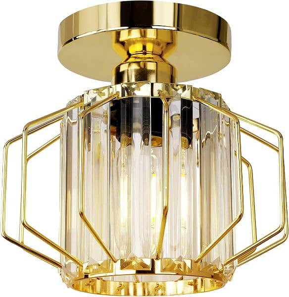 Frideko Ceiling Lights Gold Light Modern Semi-Flush Crystal Chandelier 0