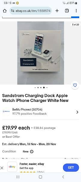 Sandstrom Charging Dock For Apple watch & Apple iPhone 5