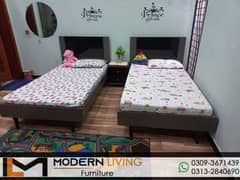 Modern 2 single bed one side table 0