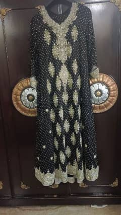 Heavy maxy with dupatta black colour with Golden and silver work 0