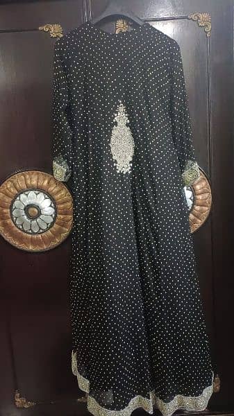 Heavy maxy with dupatta black colour with Golden and silver work 1