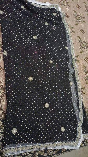 Heavy maxy with dupatta black colour with Golden and silver work 2