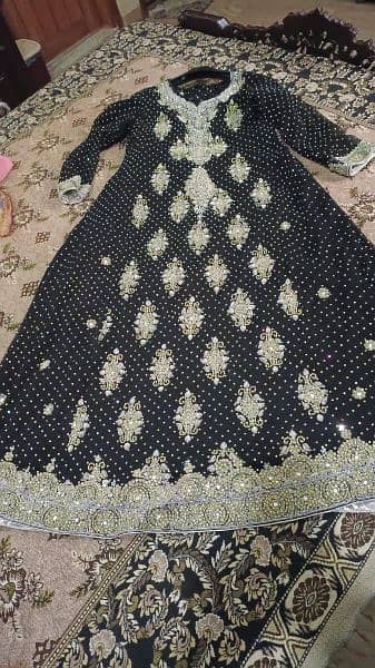 Heavy maxy with dupatta black colour with Golden and silver work 3