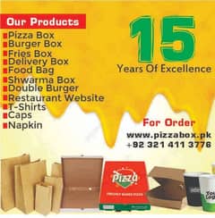 Pizza Box, Burger Box, Fries, Napkin, Delivery Box