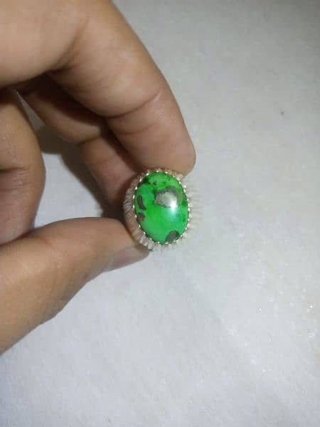 100% real Hussaini firoze in 925 silver ring 2