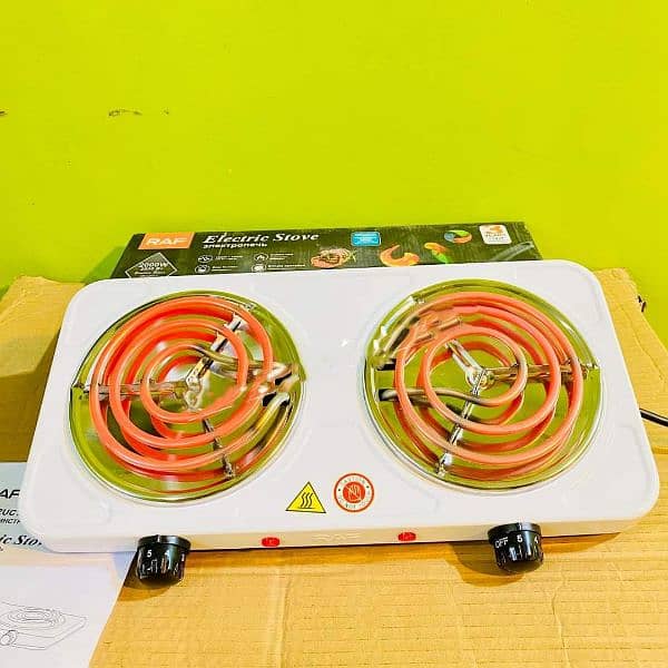 RAF ELECTRIC DOUBLE STOVE HOT BURNER TWO COOKING PLATES POWERFUL HEAT 4