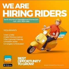 Delivery boy / Rider job available