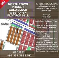 West Open Plot 80 Sq-Yd North Town Residency Phase 1 Gold Block
