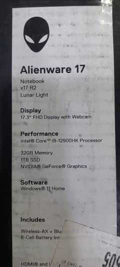 Dell AlienWare 17 X17 R2 Core i9 12th GEN (32GB Ram / 01Tb SSD) FHD Di