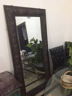 looking Mirror 6 feet Fancy Dark Brown Carved mirror