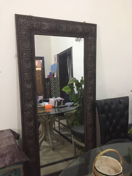 looking Mirror 6 feet Fancy Dark Brown Carved mirror 3