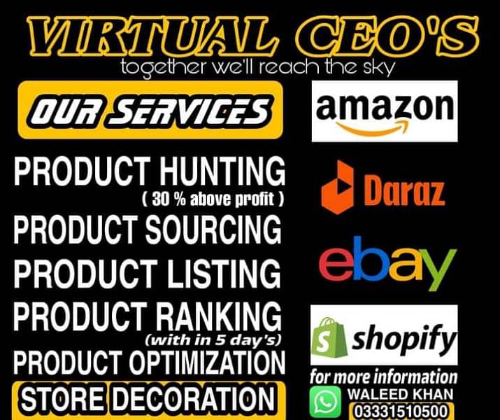 Amazon ,daraz Shopify Va services 0