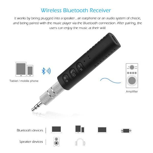 USB Bluetooth Music Receiver with Dual AUX Pin 3