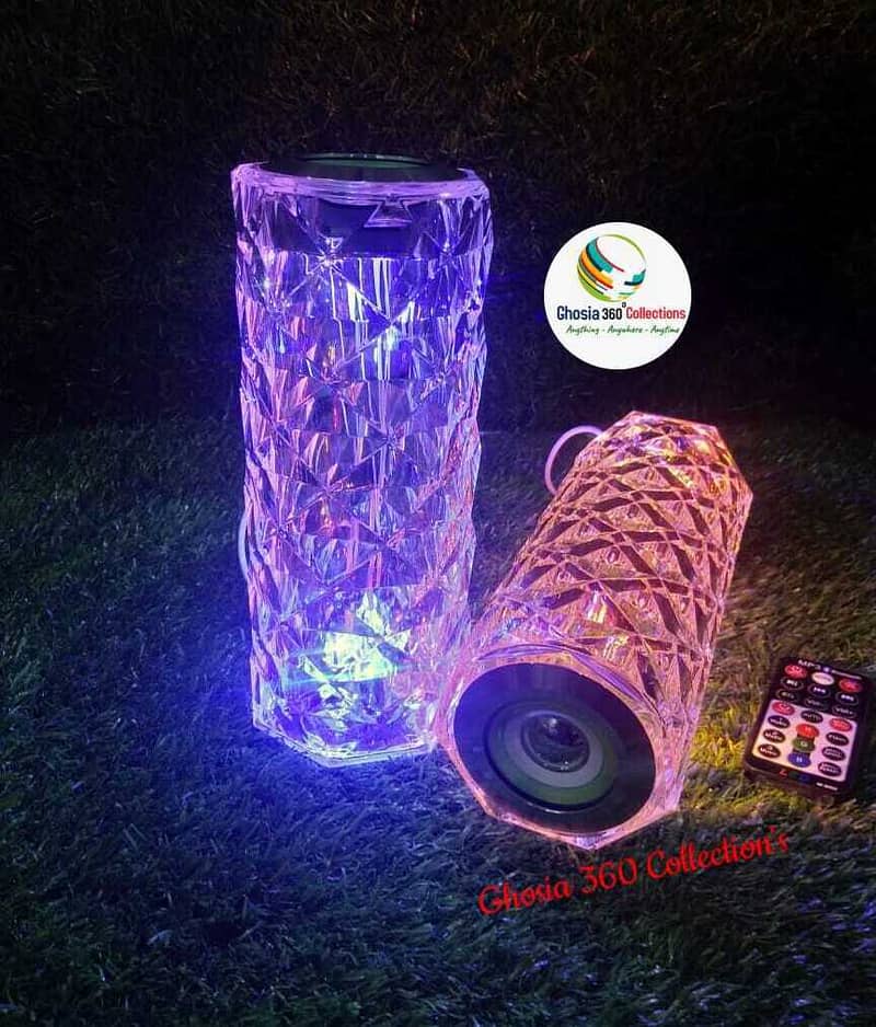 Modern LED Crystal Table Lamp Rechargeable Projector Rose Desk Lamps W 1