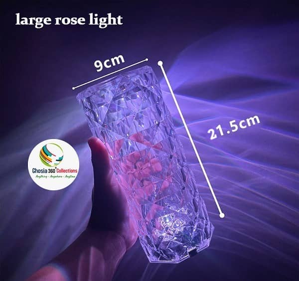 Modern LED Crystal Table Lamp Rechargeable Projector Rose Desk Lamps W 7