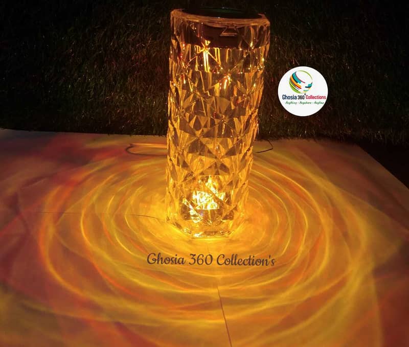 Modern LED Crystal Table Lamp Rechargeable Projector Rose Desk Lamps W 10