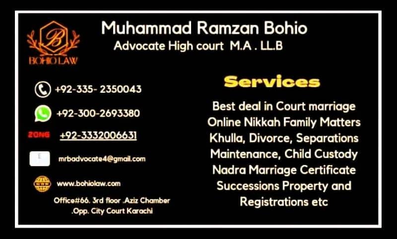Court Marriage Rs. 8000 Nikkah Divorcce Family fre Nadra Advocate Kazi 5