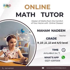 math tutor grade 9 to 12 and O/A level