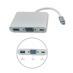 Type C 3.1 To VGA + OTG C + USB 3.0 Brand New Home Delivery Available