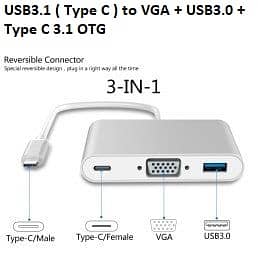 Type C 3.1 To VGA + OTG C + USB 3.0 Brand New Home Delivery Available 1