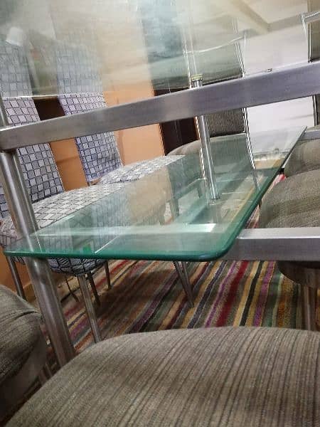 Jumbo Size 8 Seater Dining Table and chairs S,S Material Double Glass 2