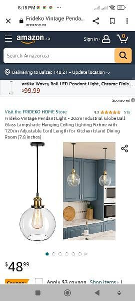 Frideko Vintage Pendant Light - 20cm Industrial Globe Ball Glass Lamp 8