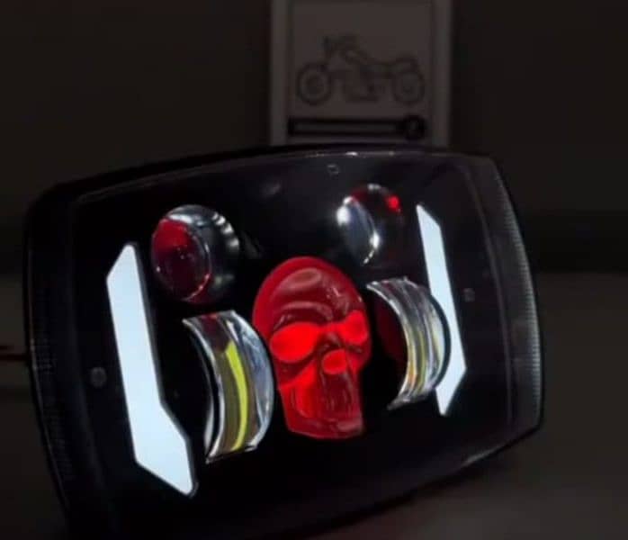 BIKE SKULL DESIGN LED HEADLIGHT 2 COLOUR  FOR 70 AND 125CC 0