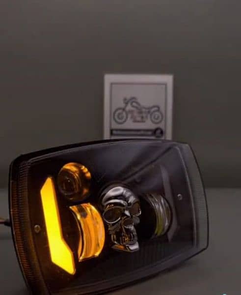 BIKE SKULL DESIGN LED HEADLIGHT 2 COLOUR  FOR 70 AND 125CC 5