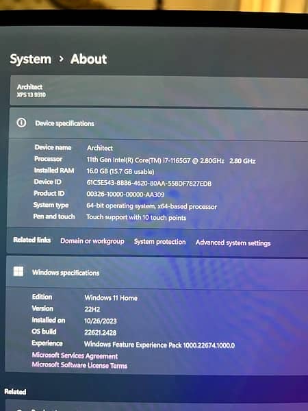 Dell XPS 9310 Core i7 11th generation 4k OLED touch 1tb SSD 7
