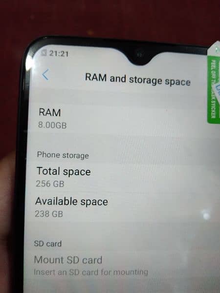 Model vivo Y97  8GB Ram 256 GB memory 8