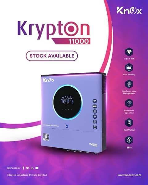 Knox Krypton 11Kw 48v Dual MPPT Pv13kw Inbilt BMS Wifi Monitoring Twin 0