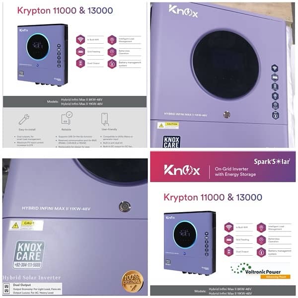 Knox Krypton 11Kw 48v Dual MPPT Pv13kw Inbilt BMS Wifi Monitoring Twin 4
