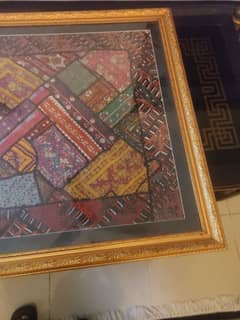 patchwork  wall hanging for sale with golden frame for sale 0